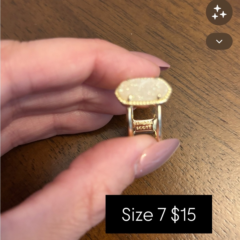 Kendra Scott Gold Druzy Ring with White Sparkle